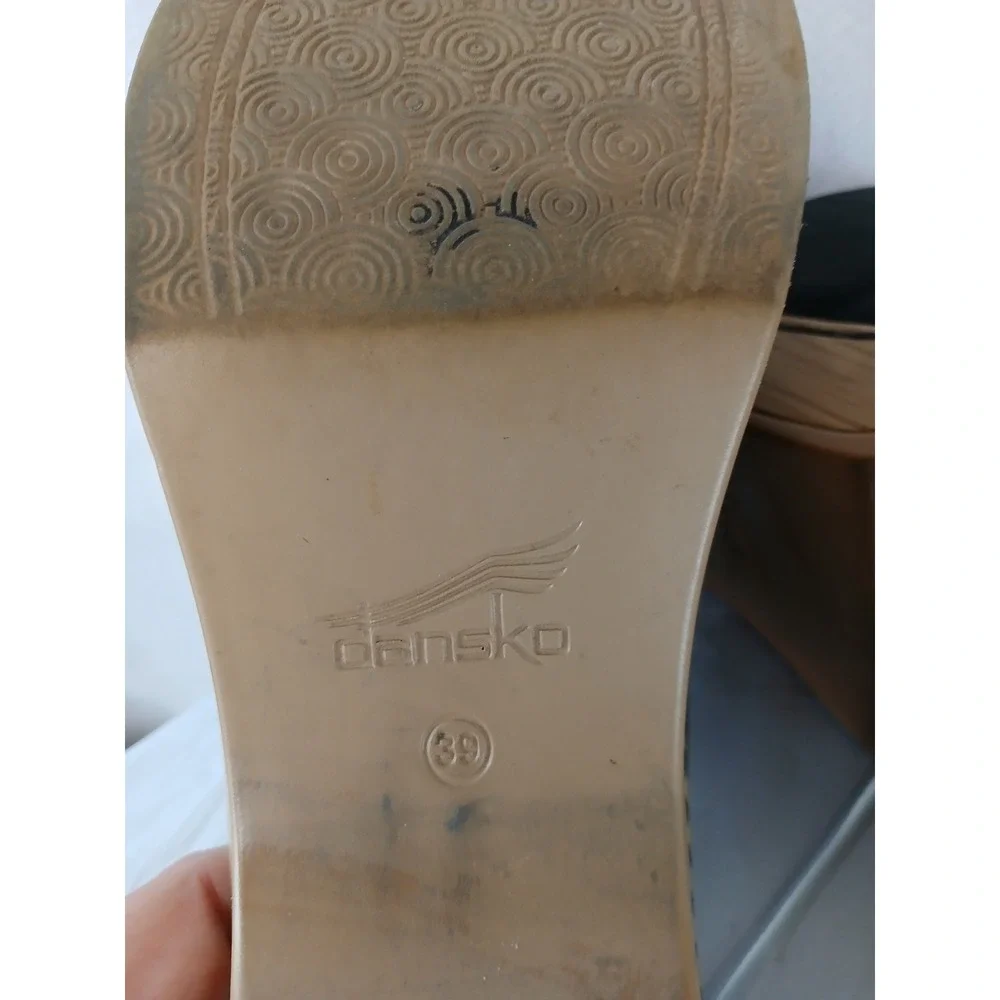 Dansko Miri Black Genuine Leather Criss Cross Slide Sandals Platform 39 US 8.5